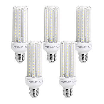 Aigostar - Bombilla LED B5 T3 4U, E27,15W, Ángulo 360°, Luz Blanca Fría 6400K, 1200 lúmenes, no regulable -Pack de 5