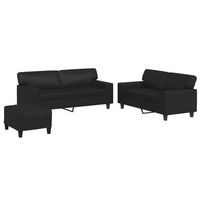 juego de sofas 3 piezas cuero sintetico negro