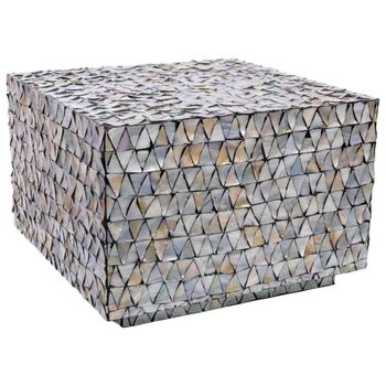 Mesa de centro de madera y madreperla gris 65x65x45h cm