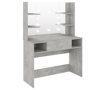 Vidaxl tocador de maquillaje luces led mdf gris hormigón 100x40x135 cm
