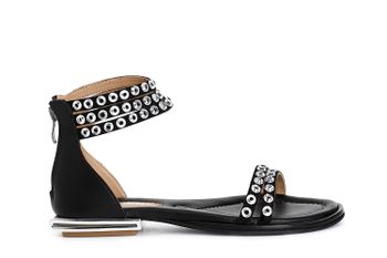 sandalias de ante con pedrería al tobillo. black
