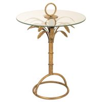 mesa de metal y cristal dorado 50x50x705