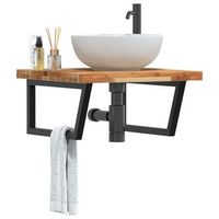 estante de lavabo de pared  estanteria pared  estante flotante acero y madera maciza de acacia cfw55467