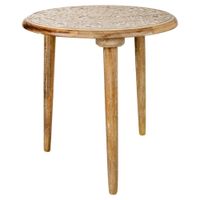 mesa de centro de madera artesanal marron 45x45x45