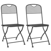 pack 2 uds silla jardin  silla de exterior  sillon plegable antracita malla metalica expandida