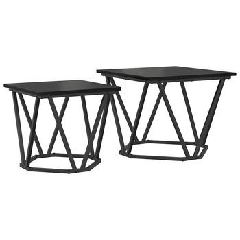 Conjunto De Mesas Auxiliares 2 Uds. Roble Negro 50 X 50 X 40 Cm Vidaxl