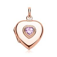 relicario corazon rosado con opcion de grabado engastado