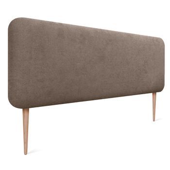 Dhome Cabecero Tapizado Liso Redondeado Tela Con Patas Para Pared Acústicos Cabeceros Absorbentes Cabezal Cama Dormitorio (marrón, 140cm)