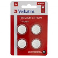 verbatim pack 4 pilas de boton litio cr2032 3v