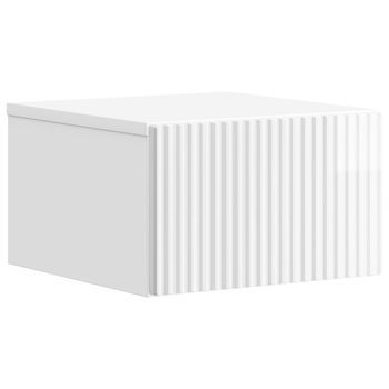 Mesita De Noche De Pared Con Cajón Brillante 33 X 34,5 X 20 Cm Vidaxl