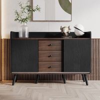 aparador - mueble de salon - mdf y tablero de particulas - negro y madera 1175x40x80cm