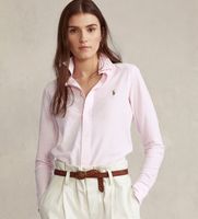 polo ralph lauren para mujer 211664416001 camisa oxford de punto con rayas rosa l casual algodon manga larga