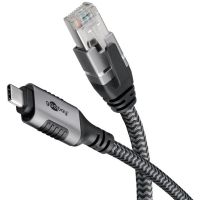 cable adaptador goobay 70754 usb-c a rj45 cat6 futp 10 m negroplata