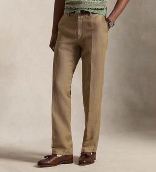 Polo Ralph Lauren para hombre. 710A13266006 Pantalón de algodón y lino Classic Fit beige (38/32), Casual