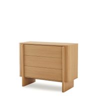 comoda de madera en roble con diseno redondeado y 3 cajones