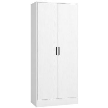 Armario Ropero Estrecho Para Espacios Pequeños, Melamina Blanca, 70 X 37 X 164 Cm – Blanco
