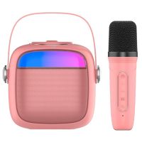 cool mini karaoke altavoz bluetooth con karaoke 6w  microfono rosa