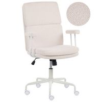 silla giratoria para oficina en casa tapizada en boucle con sistema de bloqueo de posicion inclinable altura ajustable blanco crema vero