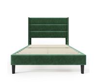 cama tapizada en terciopelo - 90x200cm - estilo contemporaneo - verde