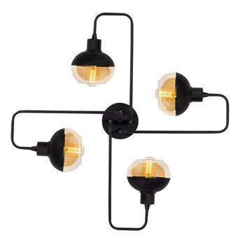 Lámpara De Techo Ani-n-371 Negro Metal Vidrio Diámetro 72x22 Cm
