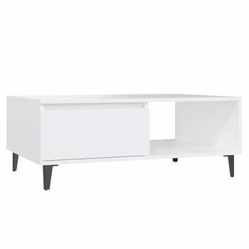Mesa De Café - Mesa De Centro Madera Contrachapada Blanco 90x60x35 Cm