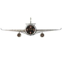 reloj pared metal 143x20x46 avion plateado