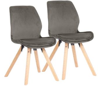 Set de 2 sillas de comedor luna terciopelo gris 58x49x87.5 cm