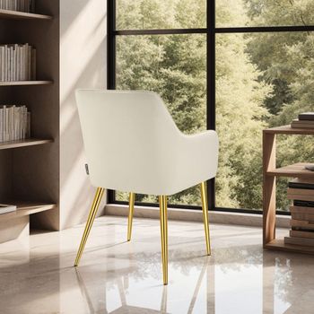 2 sillas de comedor, aspecto aterciopelado, reposabrazos, beige