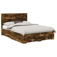 estructura de cama con cajon roble ahumado 140 x 190 cm vidaxl