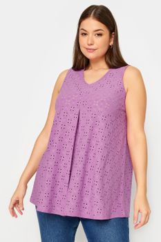 Yours Top Malva Sin Mangas De Bordados Con Calados, Mujer Curvy Y Tallas Grandes, Yours