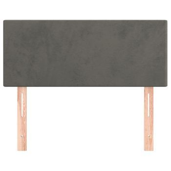 Cabecero Cama Mueble De Dormitorio De Terciopelo Oscuro 100 X 5 X 78/88 Cm Gris M02_0008190