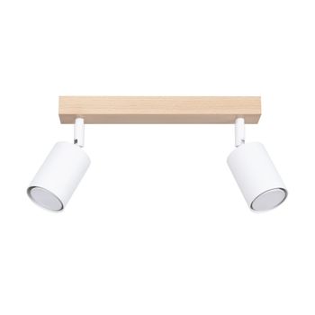 Lámpara de techo madera blanca acero/madera alt. 18 cm