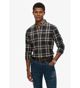 Superdry para hombre. M4011047A Camisa Lumberjack marino (S), Casual, Algodón, Manga larga