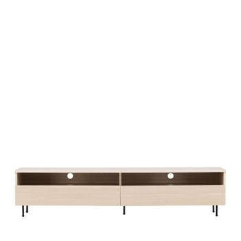 Mueble de TV 2 cajones de madera L180cm - Madera blanca