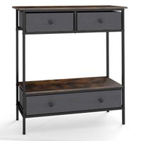 costway mesa consola con cajones mesa industrial para entrada con estante abierto mesita sofa estrecha con estructura metalica mueble rustico marron