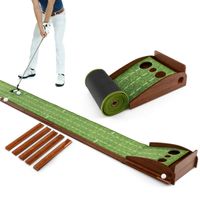 costway tapete de golf con 3 tamanos de orificios ayuda para la practica con retorno automatico de pelota 302 x 37 x 15 cm