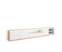 mueble tv television muebles de salon almacenaje 310x37x50 cm para tv hasta 80 con almacenamiento estilo moderno blanco y roble soft
