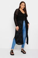 yours cardigan largo negro crochet en zigzag mujer curvy y tallas grandes yours