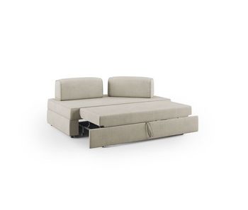 Liberty sofá con puff extraíble y respaldo desmontable en tela impermeable 160 cm crema con puff