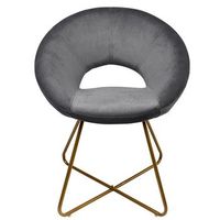 silla de terciopelo con mesa auxiliar selesa - gris