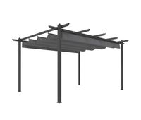 outsunny pergola de jardin 4x3 m con techo retractil cenador de jardin con estructura de aluminio upf30 orificios de drenaje pabellon para exterior patio terraza gris