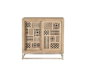 Aparador alexandra house living natural metal madera de mango 90 x 90 x 40 cm