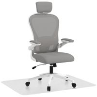 homcom conjunto de oficina incluye 1 silla de oficina de malla gris y 1 alfombra protectora 90x120 cm   aosom espana