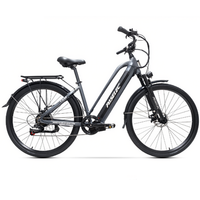 bicicleta electrica urbana paselec tx10 con cuadro bajo ruedas de 700c con horquilla de suspension gris