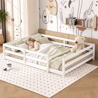 cama montessori de suelo de 140x200 cm pino blanco