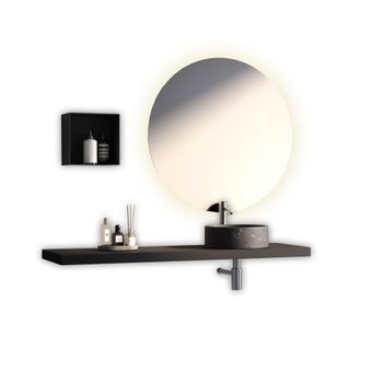 Composición Baño De 4 Piezas Solmira Antracita/marquinia En Mdf