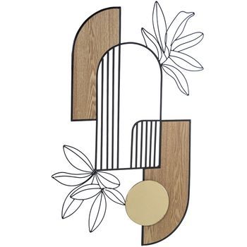 Adorno Pared Metal,madera Hoja S