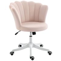 homcom silla de oficina de terciopelo silla tocador con respaldo en petalo altura regulable 69x64x80-90 cm rosa   aosom espana