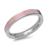 anillo de acero inoxidable esmalte rosa