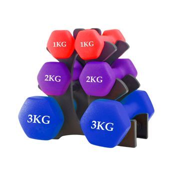 Kit Mancuerna Neopreno 1- 3kg - Unycos - Pesas Hexagonales Antideslizantes Multicolor